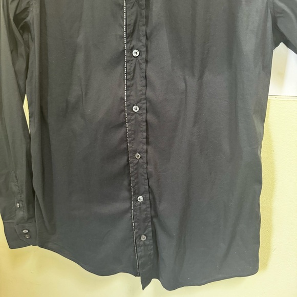 D & G Dolce & Gabbana Logo Cotton Trim Button Top Shirt Long Sleeve Black 54 - Picture 9 of 16
